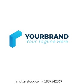 vector illustration of isometric letter r logo concept with blue gradient color.