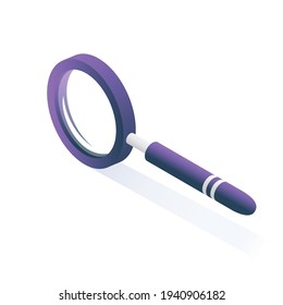 Ilustración vectorial. El icono Isometric Magnifying Glass está aislado en un fondo blanco. Isometric icon.
