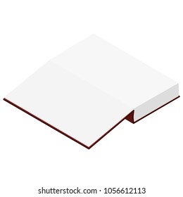 Vector illustration isometric opened book brown cover. Open book template