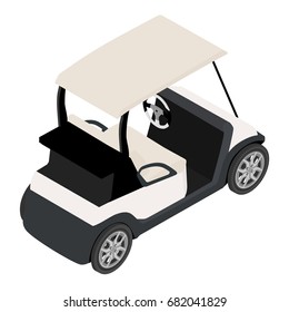 Vector illustration of isometric perspective 3d white golf cart. Golf car