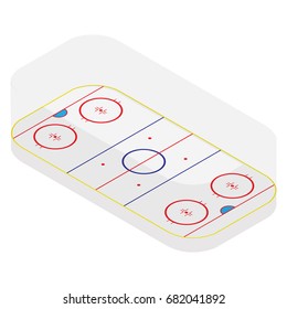 Vector illustration isometric perspective 3e ice hockey field vector isolated on white. Sport stadium icon. Winter sport