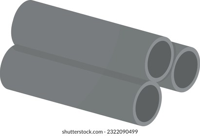 Vector illustration of a isometric pipes. Plastic or metal tube. Plumbing. Stack of tubes.