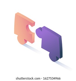Vector illustration. Isometric Puzzle are isolated on a white background. Isometric icon for your projects.