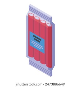 Vector illustration of isometric red books with blank spines on a shelf