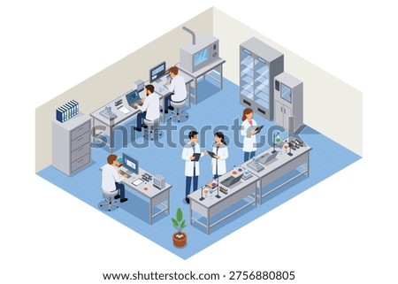 A vector illustration of Isometric of a Research Science Laboratorium
