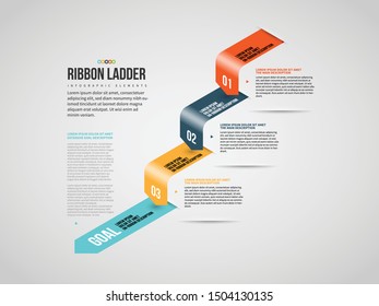 Vector illustration of Isometric Ribbon Ladder Infographic design element.