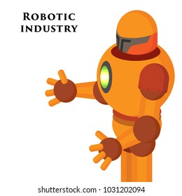 A vector illustration of an isometric robot. Isometric Robot icon illustration. Robotic industry.