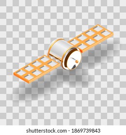 

Vector illustration of Isometric satellite icon on transparent background. Network or navigation symbol usable for a web site design, logo, app, UI, posters.