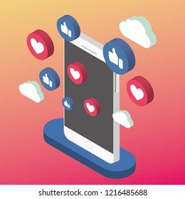Vector Illustration of Isometric Smart phones.