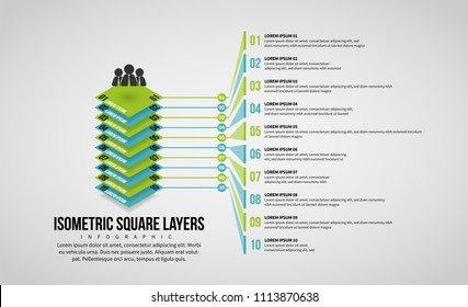 Vector illustration of Isometric Square Layers Infographic design element.