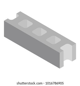 Vector illustration isometric standard concrete building block for architectural works. Cement block icon used for masonry