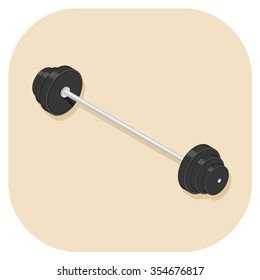 A vector illustration of an isometric strength training fitness barbell.
Isometric Gym Barbell icon illustration.
Vector strength and fitness concept.
