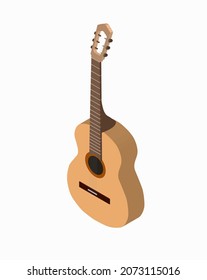 vector illustration in isometric style on the theme of musical instruments, guitar