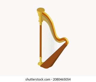 Vektorgrafik im isometrischen Stil zum Thema Musikinstrumente: Harfe