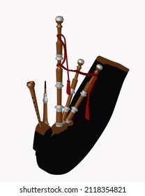 vector illustration in isometric style on the theme of musical instruments and folk music, art: bagpipes