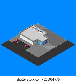 vector illustration of isometric supermarket building
