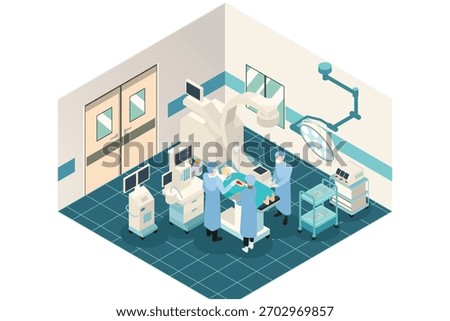A vector illustration of Isometric Surgery Room in Hospital 