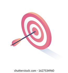 Vector illustration. Isometric Target and arrow are isolated on a white background. Isometric icon for your projects.
