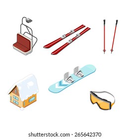 A vector illustration of isometric winter sports icons.
Winter Sport.
Icons set for winter recreation or sport.