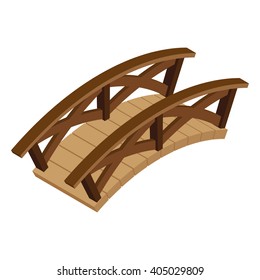 Vector Illustration. Isometric Wooden Bridge On A White Background.