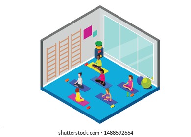 A vector illustration of Isometric Yoga Class