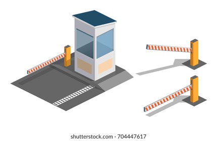 Vector illustration of isometry A barrier, road barrier, protection.