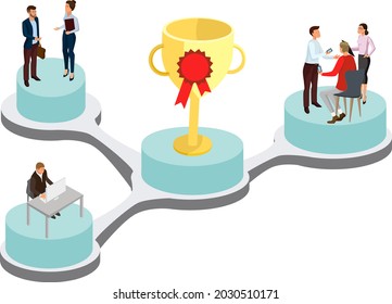 Ilustración vectorial. Isometry. Personal, negocios. Carrera. Trabajar. Personas