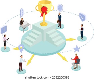Vector illustration. Isometry. Staff, business. Career. Work. People