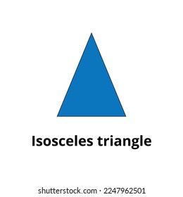 Vector illustration of isosceles triangle in blue color, mathematics, education.