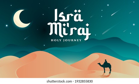 Vector Illustration of Isra Miraj a miracle night journey of Prophet Muhammad