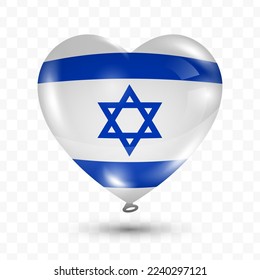 Ilustración vectorial de un globo de amor de Israel sobre fondo transparente (PNG). Volando globos de amor para la celebración del Día de la Independencia.