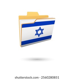Vector illustration of Israel flag isolated in file folder on white background.