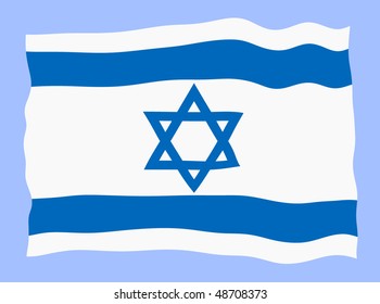 Vector illustration of Israel flag waving in the wind