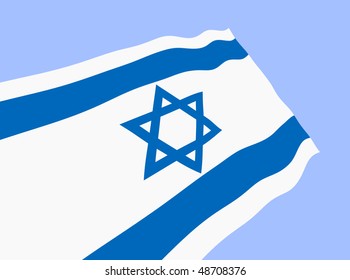 Vector illustration of Israel flag waving in the wind