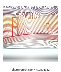 vector illustration of istanbul and bosphorus theme. print, t shirt graphics , print