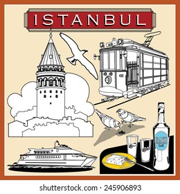 Vector illustration Istanbul Pictogram Set
