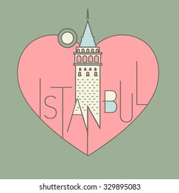 vector illustration Istanbul postcard