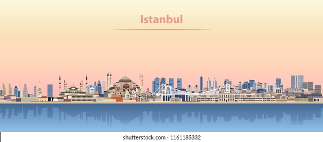 vector illustration of Istanbul skyline at sunrise vector illustration of Istanbul skyline at sunrise