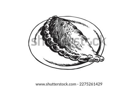 Vector illustration of Italian calzone on a plate, food element for design