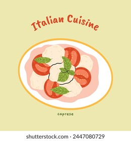 Ilustración vectorial de ensalada Caprese italiana.