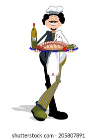 Vector illustration of an Italian cook. Solid fill only. No gradients, gradient mesh.