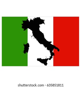 vector illustration of Italian flag and map