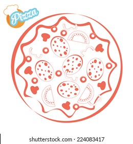 vector illustration of italian pizza. ?ontour. 