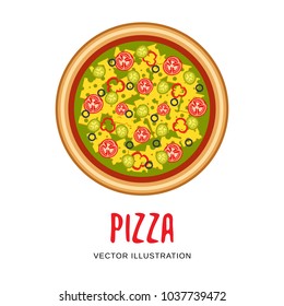 Vector illustration of italian pizza. Design element for restaurant menu or advertising poster for business