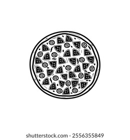 vector illustration of italian pizza with pepperoni slices