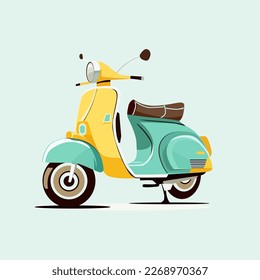 Vector illustration of Italian scooter.Vintage motorcycle illustration. Scooter motorcycle illustration. Motorcycle in illustration in flat style.
