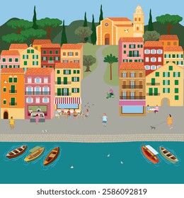 Vector illustration of an Italian town