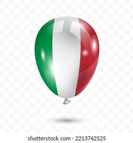 Vector illustration of Italy country flag balloon on transparent background (PNG). Flying flag balloons for Independence Day celebrations.