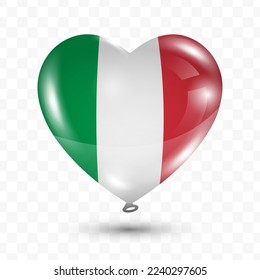 Vector illustration of a Italy country love balloon on transparent background (PNG). Flying love balloons for Independence Day celebration.