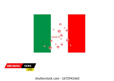 Vector illustration for Italy Covid 19 virus attack on braking news. 